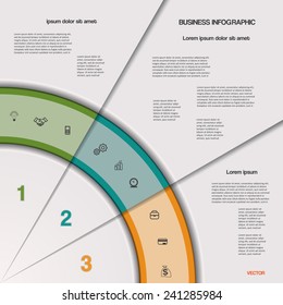 Infographic business process or workflow for project and other Your variant. Vector illustration template with text areas on 3 positions