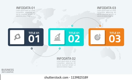 Infographic business 
rectangle timeline process chart template. Vector illustration. can be used for presentation and workflow layout diagram,web design. Business concept with  3 steps options.