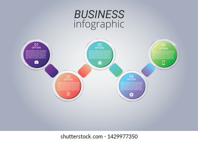 Infographic for business, simple iconographic design template with icons and 5 options or steps. Can be used for process diagram, presentations, workflow layout, banner, flow chart, info graph.