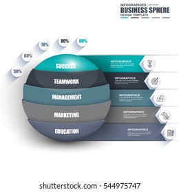 Infographic business sphere data visualization vector design template. Can be used for steps, options, parts or process, workflow, diagram, flowchart concept, marketing icons, info graphics.
