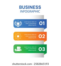 Infographic business success presentation 3 step modern unique designed with icons