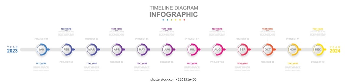 
Infographic business template. 12 Months modern Timeline diagram calendar. Concept presentation.