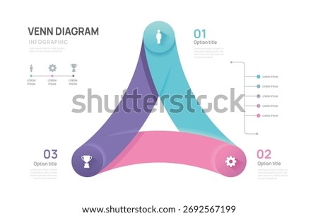 Infographic Business template 3 steps, presentation with venn diagram elements vector illustration.