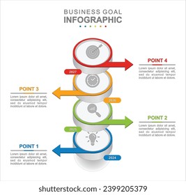 Infographic business template. 4 Steps Modern 3D Timeline diagram calendar with arrows. Concept presentation.