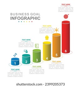 Infographic business template. 6 Steps 3D Mindmap diagram. Concept presentation.