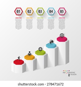 Infographic business template. Hexagons in 3d. Vector