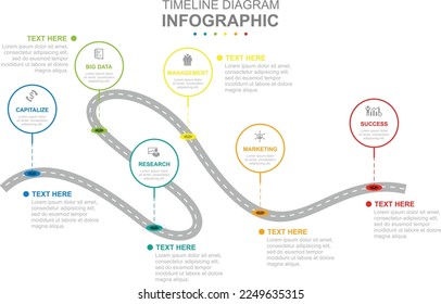 Infographic business template. Modern Timeline diagram with road journey concept presentation.