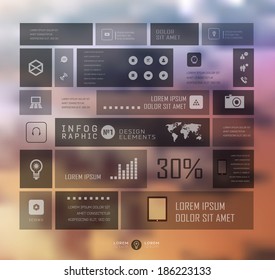 Infographic business template on blur landscape background. Transparent and shadows icon and elements for web and mobile design .