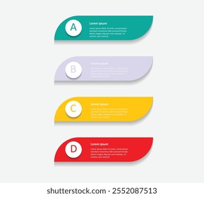 Infographic business template for project or presentation with four segments and circle. Vector illustration can be used for web design, workflow or graphic layout, diagram, education