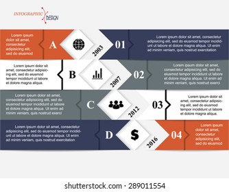 Infographic business  template for  project or presentation with with arrows and text areas. Vector illustration can be used for web design, workflow or graphic layout, diagram, education