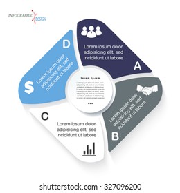 Infographic business  template for  project or presentation with four segments can be used for web design, workflow or graphic layout, diagram