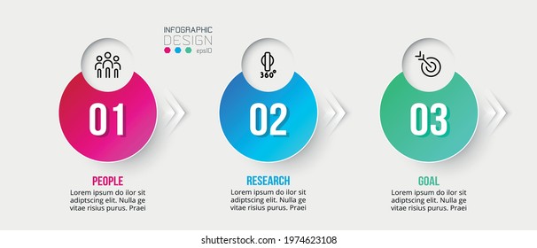 Infographic business template with step or option design.