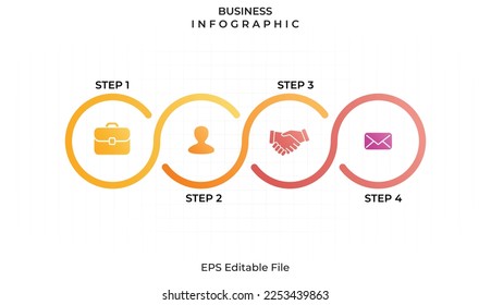 Infographic business template. Timeline diagram with four 4 steps and circle icon. Presentation in vector format.