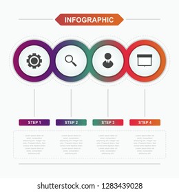 Infographic business template, vector circles step design with icon for annual report, workflow and presentation.