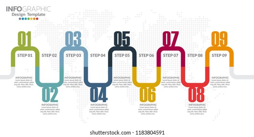Infographic business timeline design template with options and text label.