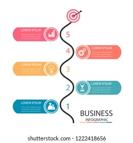 Infographic business timeline. The Path to Success. Travel goals. Vector illustrations in flat design.