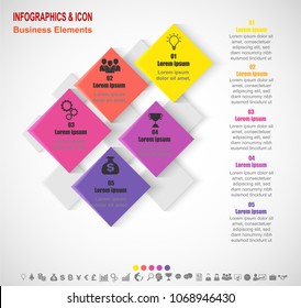 Infographic business timeline process chart template.  marketing icons can be used for workflow layout, report, . Business concept with 5 options, steps or processes. Vector