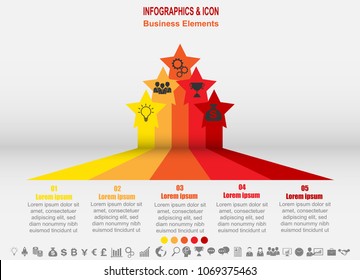 Infographic business timeline process chart template.  marketing icons can be used for workflow layout, report, . Business concept with 5 options, steps or processes. Vector