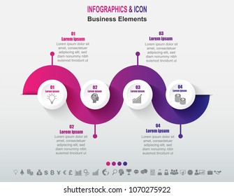 Infographic business timeline process chart template.  marketing icons can be used for workflow layout, report, . Business concept with 4 options, steps or processes. Vector