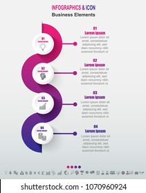 Infographic business timeline process chart template.  marketing icons can be used for workflow layout, report, . Business concept with 4 options, steps or processes. Vector