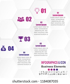 Infographic business timeline process chart template.  marketing icons can be used for workflow layout, report, . Business concept with 4 options, steps or processes. Vector
