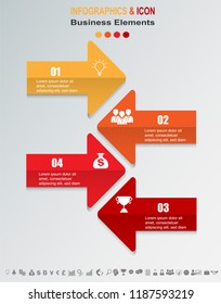 Infographic business timeline process chart template.  marketing icons can be used for workflow layout, report, . Business concept with 4 options, steps or processes. Vector