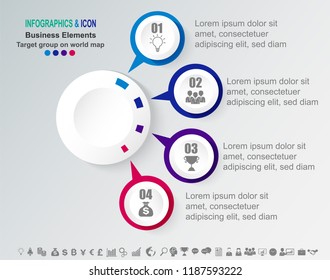 Infographic business timeline process chart template.  marketing icons can be used for workflow layout, report, . Business concept with 4 options, steps or processes. Vector