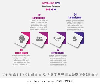 Infographic business timeline process chart template.  marketing icons can be used for workflow layout, report, . Business concept with 4 options, steps or processes. Vector
