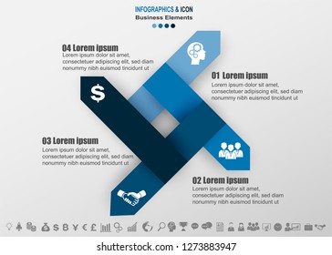 Infographic business timeline process chart template.  marketing icons can be used for workflow layout, report, . Business concept with 4 options, steps or processes. Vector