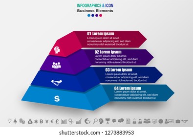 Infographic business timeline process chart template.  marketing icons can be used for workflow layout, report, . Business concept with 4 options, steps or processes. Vector