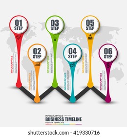 Infographic business timeline vector design template. Can be used for workflow, step to successful, business success, diagram, infographic banner, infographic elements, information infographics.