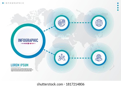 Infographic Business Training template. Icons in different colors. Include Online Training, Consulting, Potencial, Career Advancement and others.