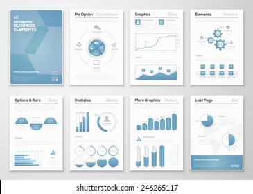 Infographic business vector elements for corporate brochures. Modern styled graphics for data visualization. Use in website, flyer, corporate report, presentation, advertising, marketing etc.
