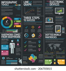 Infographic business vector template set on black background