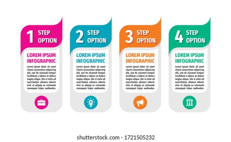 Infographic business vertical banner design. Numbered step options. Abstract concept promotion layout. Vector illustration. Development document plan. 