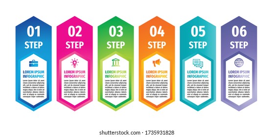 Infographic business vertical banner design. Numbered step options. Abstract concept promotion layout. Vector illustration. Development document plan. 