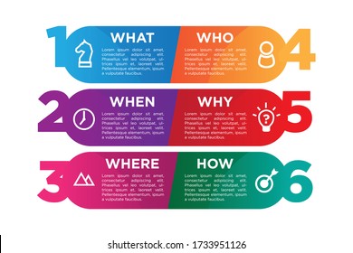 Infographic For Business What, When, Where, Who, Why, How Concept