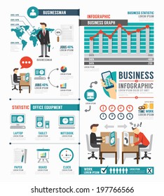 Infographic Business World Job Template Design . Concept Vector Illustration
