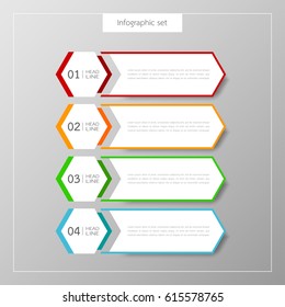Infographic button template banner set colorful tabs design Illustration vector business card and text box for web presentation layout.