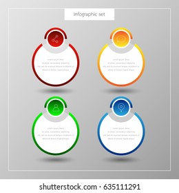 Infographic button template banner set colorful tabs design Illustration vector business card and text box for web presentation layout.