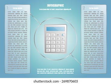 Infographic with calculate and 2 options. Vector illustration for banners, posters, fliers, web design and information stands
