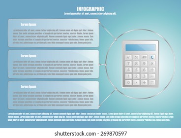 Infographic with calculate and 3 options. Vector illustration for banners, posters, fliers, web design and information stands