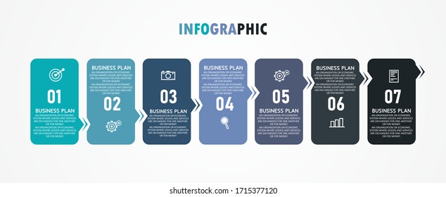 infographic can be used for process, presentations, layout, banner,info graph There are 7 steps or layers vector illustration