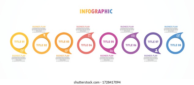 la infografía se puede usar para procesos, presentaciones, diseño, banner,gráfico de información Hay 8 pasos o capas de ilustración vectorial
