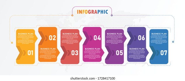 infographic can be used for process, presentations, layout, banner,info graph There are 7 steps or layers vector illustration