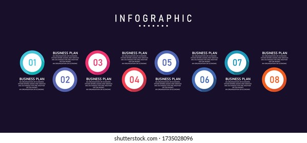 la infografía se puede usar para procesos, presentaciones, diseño, banner,gráfico de información Hay 8 pasos o capas de ilustración vectorial