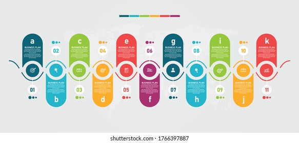 la infografía se puede utilizar para procesos, presentaciones, diseño, banner,gráfico de información Existen 13 pasos o capas de ilustración vectorial