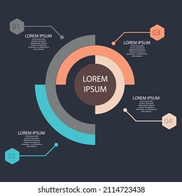 С infografía colorida se puede utilizar para diseño de flujo de trabajo, diagrama, opciones de número, diseño web. Concepto de negocio infográfico con opciones, partes, pasos o procesos. Vector Eps 10 