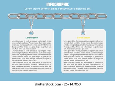 Infographic with chain and 2 options. Vector illustration for banner, number options, web design, documents