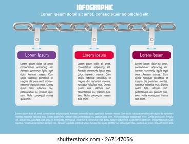 Infographic with chain and 3 options. Vector illustration for banner, number options, web design, documents